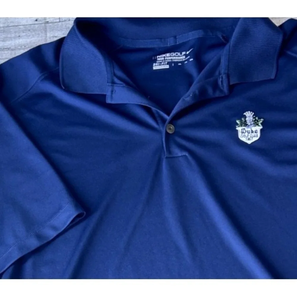 Nike Golf Tour Performance Dri-FIT Shirt Mens XXL Navy Blue Duke Golf Club Polo